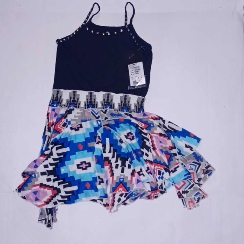 Flowers by Zoe Toddler dress 2T black, white, pink, blue and grey